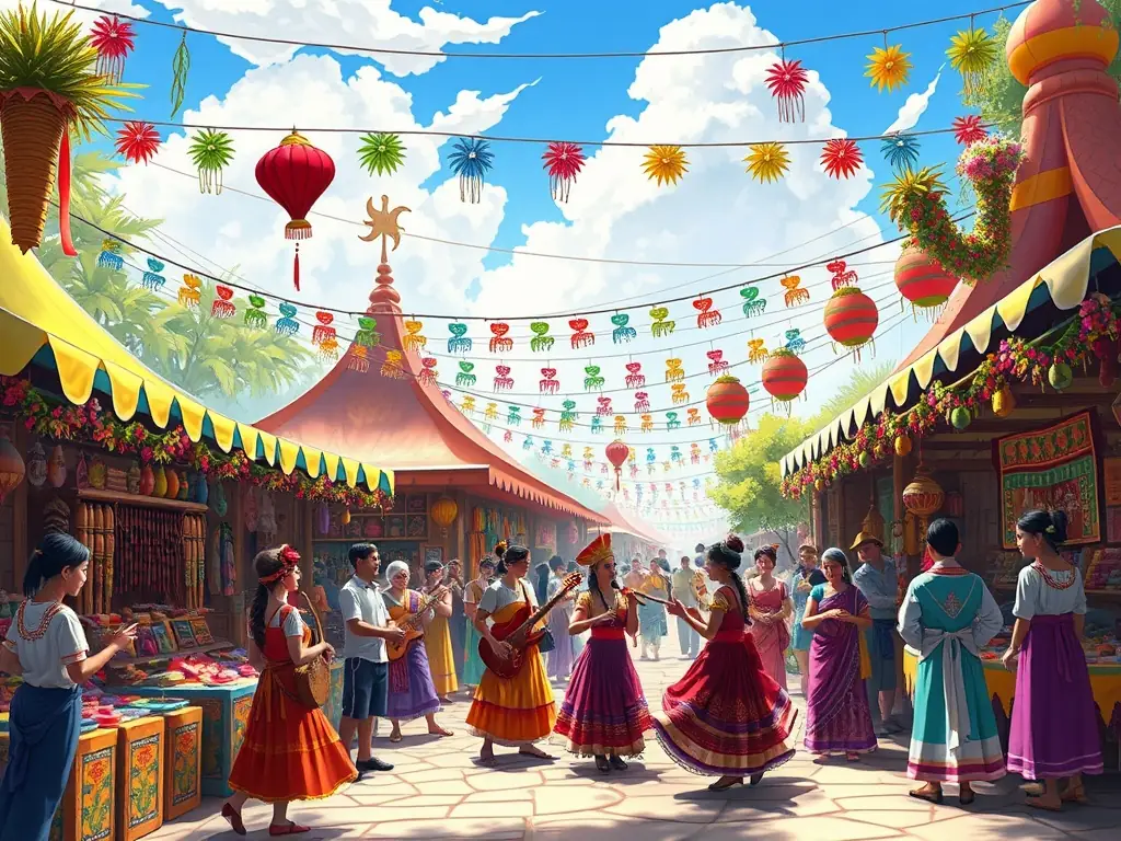 A group of people participating in a cultural event organized by the organization, such as a traditional music performance or a local crafts fair. The image should capture the vibrancy and community spirit of the event.
